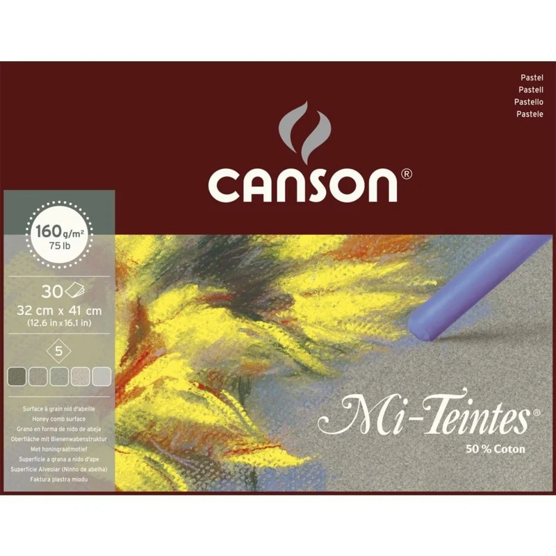 Блок за пастел CANSON Mi-Teintes сив 160 g/m² - 32 x 41 см, 30 листа