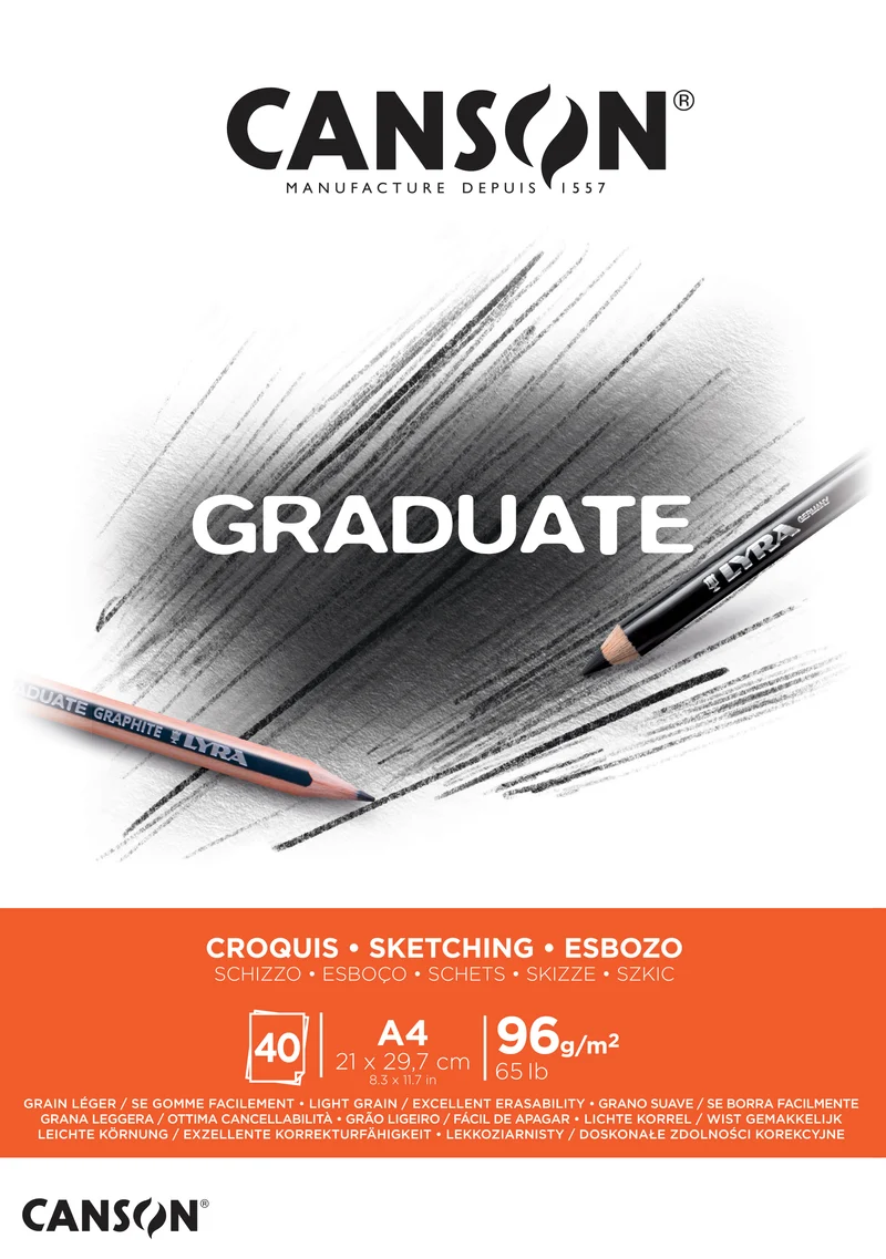 CANSON Graduate Skizzenblock 96 g/m² A4 geleimt - 40 Blatt