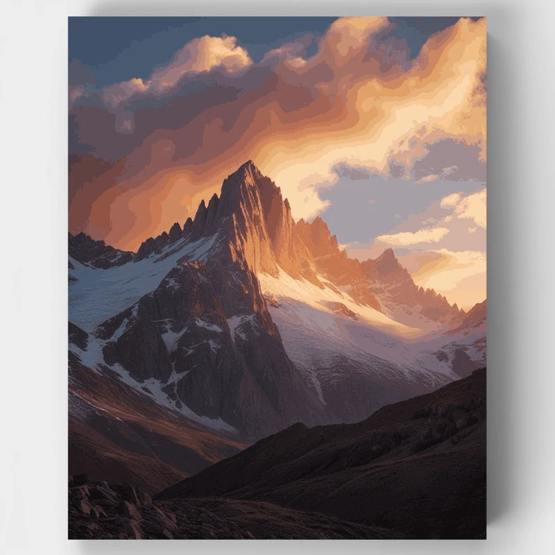 Majestic Mountain Peak at Sunset - Paint by Numbers Kit