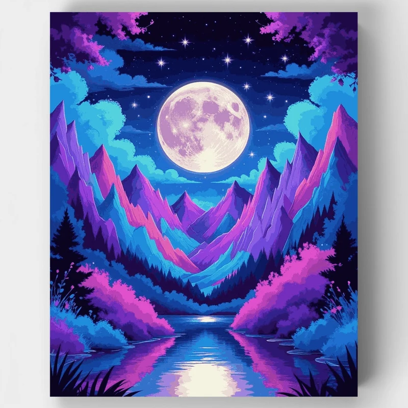 Mystical Mountain Moonscape - Paint by Numbers Kit