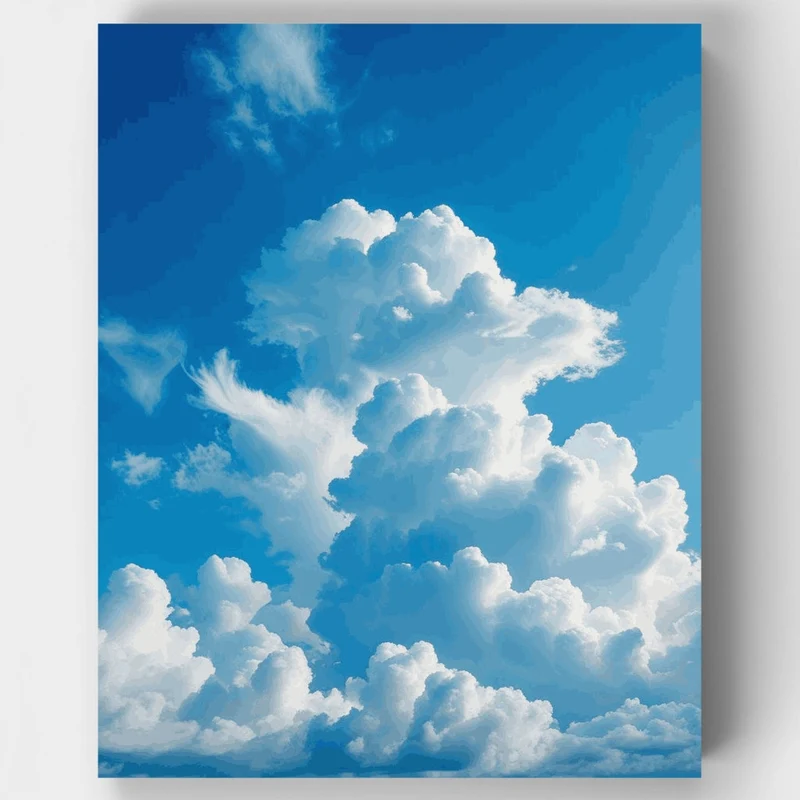 Fluffy White Clouds in Blue Sky - Paint by Numbers Kit