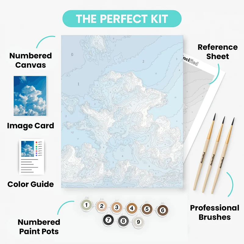 Fluffy White Clouds in Blue Sky - Paint by Numbers Kit