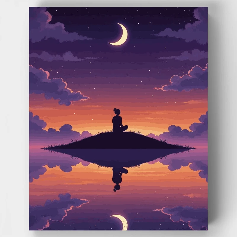 Moonlit Reflection Meditation - Paint by Numbers Kit