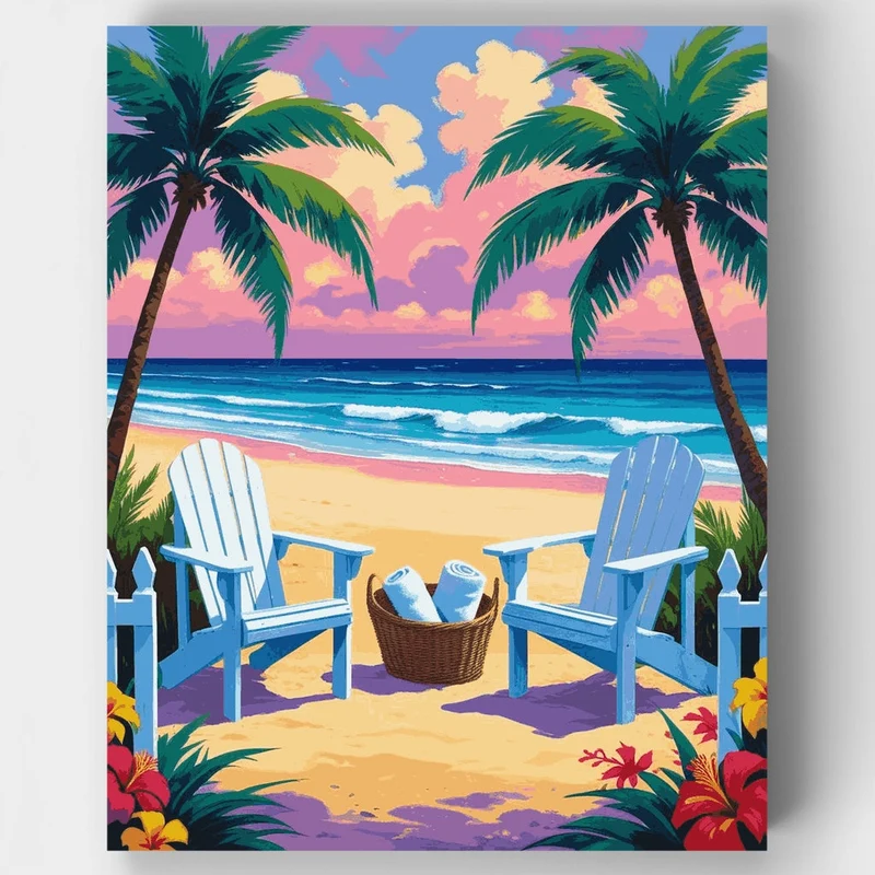 Tropical Beach Chairs Paradise - Paint by Numbers Kit