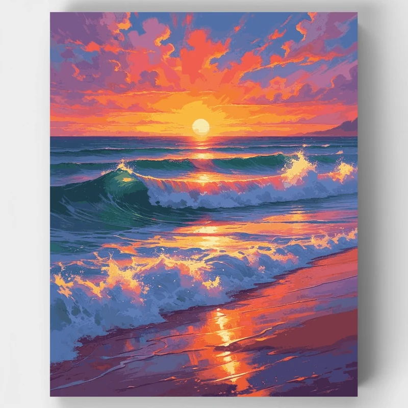 Vibrant Ocean Sunset - Paint by Numbers Kit