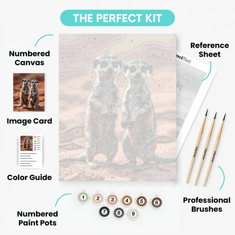 Meerkat Duo Standing Guard - Paint by Numbers Kit