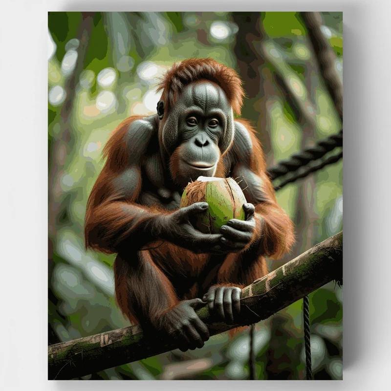 Orangutan with Coconut - Paint by Numbers Kit