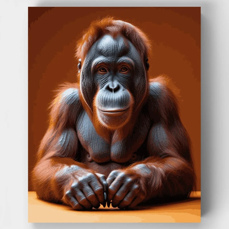 Contemplative Orangutan Portrait - Paint by Numbers Kit