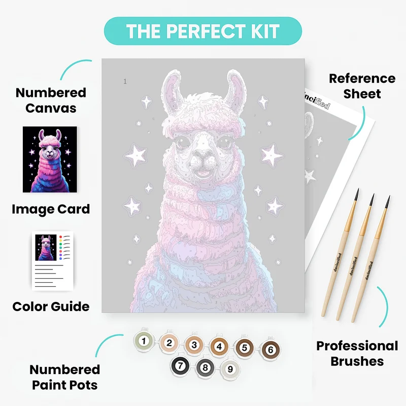 Colorful Llama with Stars - Paint by Numbers Kit