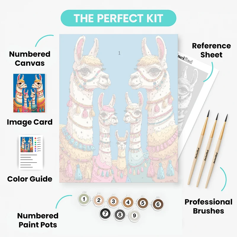 Adorable Llama Family - Paint by Numbers Kit