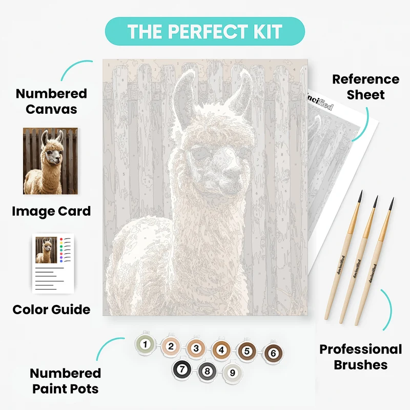 Charming Llama Portrait - Paint by Numbers Kit