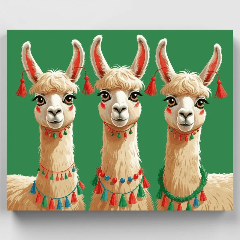 Festive Llamas - Paint by Numbers Kit
