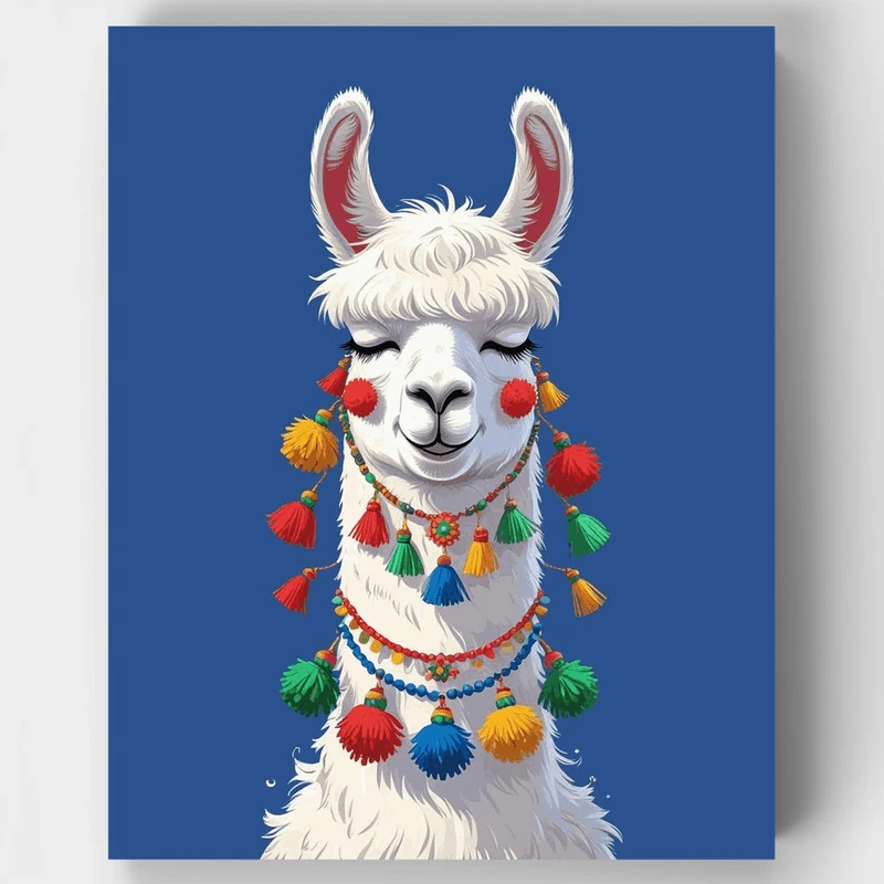 Festive Llama - Paint by Numbers Kit