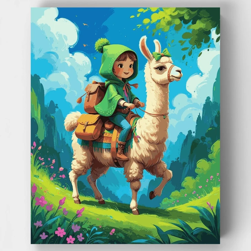 Adventure Girl with Llama - Paint by Numbers Kit