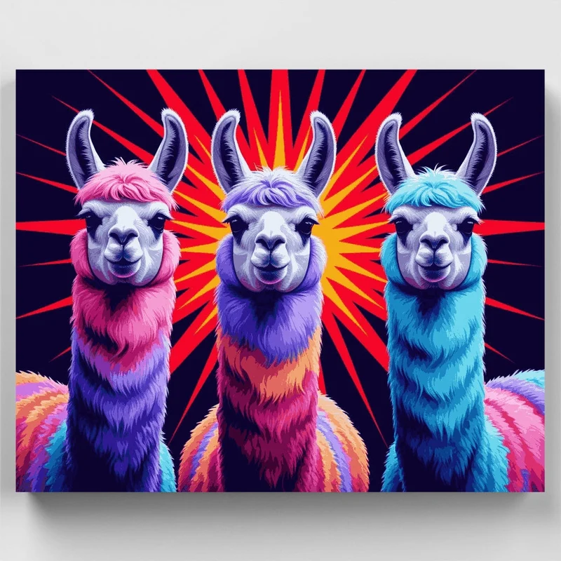 Vibrant Llama Trio - Paint by Numbers Kit