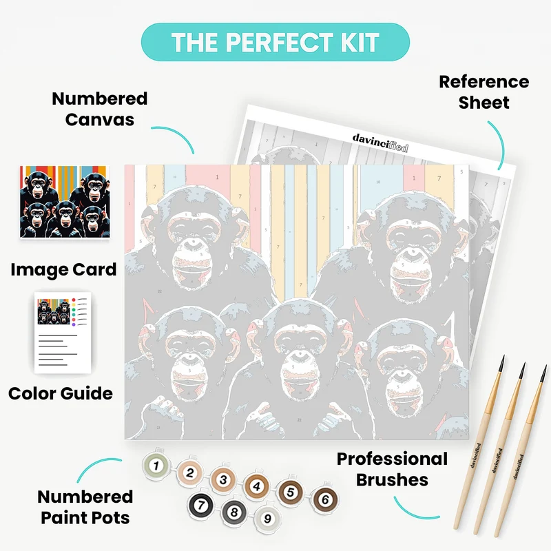 Chimpanzee Family Portrait - Paint by Numbers Kit