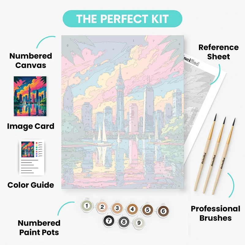 Vibrant City Harbor Sunset - Paint by Numbers Kit