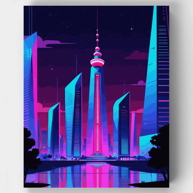 Futuristic City Skyline - Paint by Numbers Kit