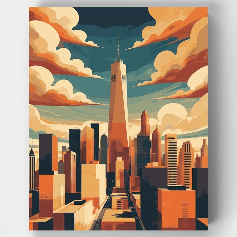 New York City Skyline Sunset - Paint by Numbers Kit