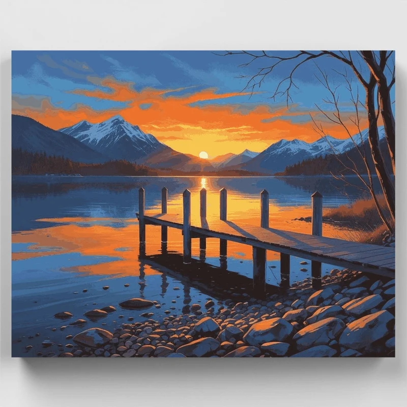 Sunset Lake Dock - Paint by Numbers Kit