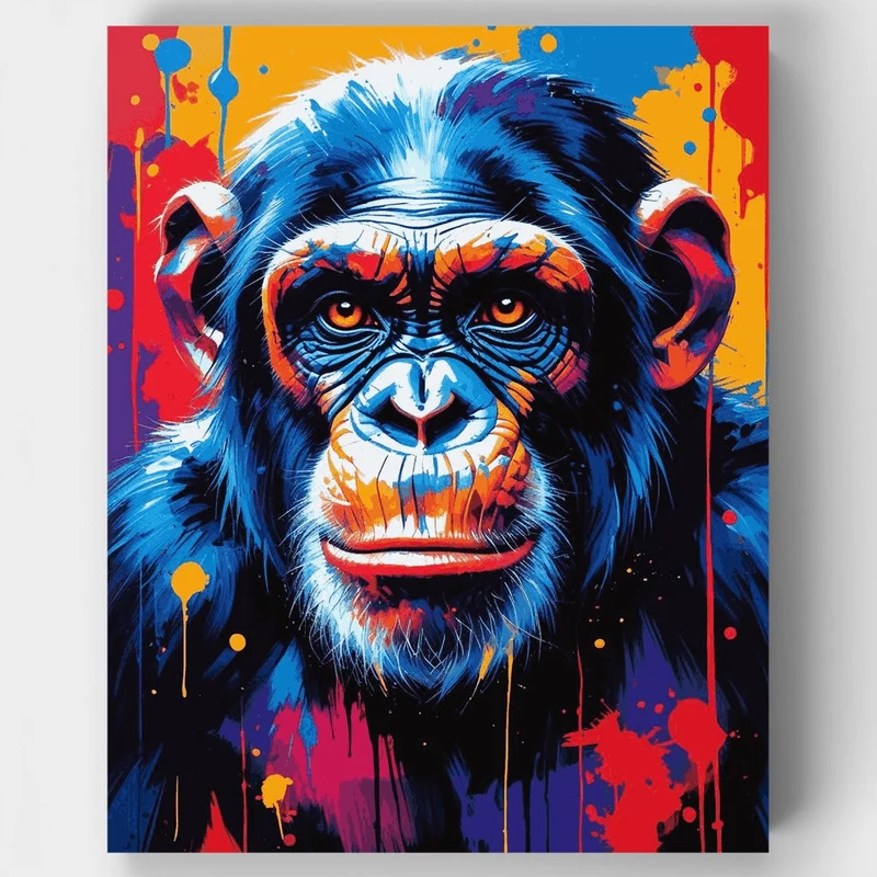 Electric Neon Chimpanzee Street Art - Paint by Numbers Kit