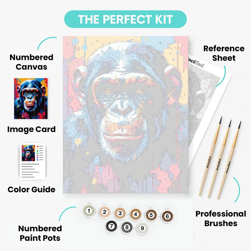 Electric Neon Chimpanzee Street Art - Paint by Numbers Kit