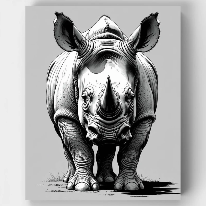 Powerful Rhinoceros Portrait - Paint by Numbers Kit