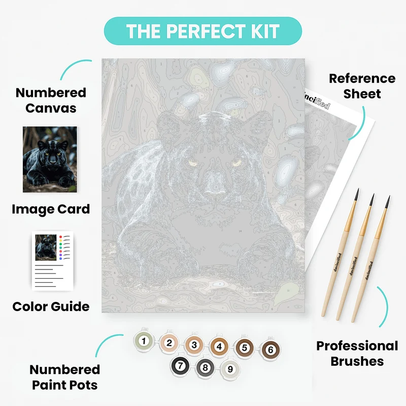 Majestic Black Panther Portrait - Paint by Numbers Kit