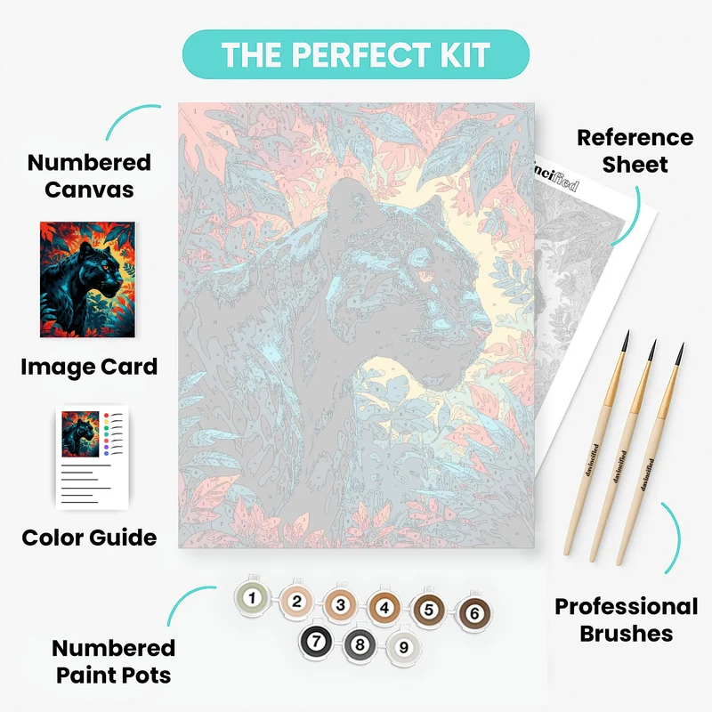 Panther in Tropical Jungle - Paint by Numbers Kit