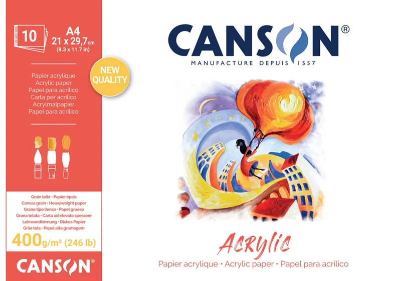 Canson blocco per acrilico CP Natural White 400 g/m² - 10 fogli