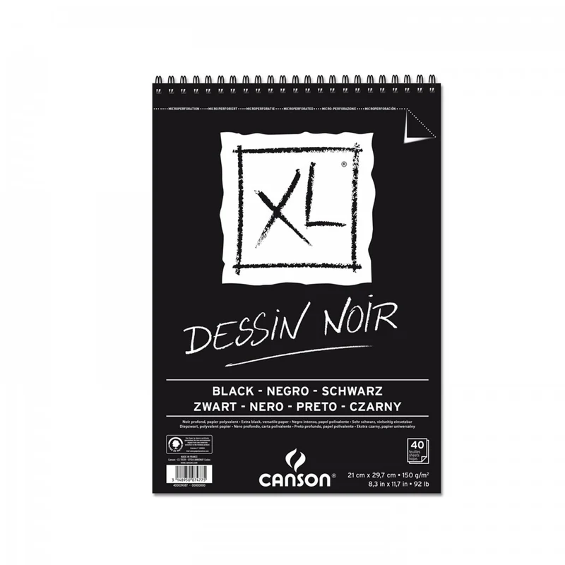 Canson XL Dessin Black скицник 150 g/m², 40 листа, A4, спирала
