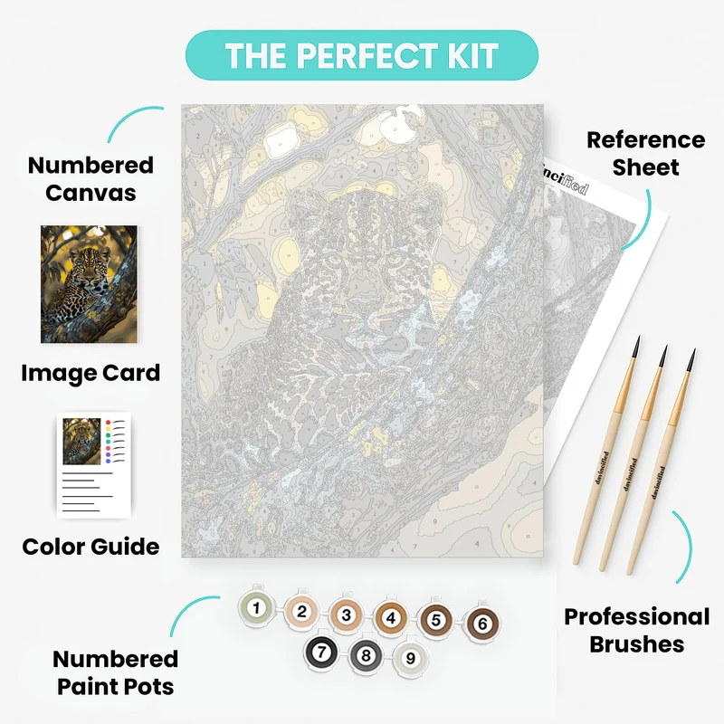 Leopard Resting in Acacia Tree - Paint by Numbers Kit