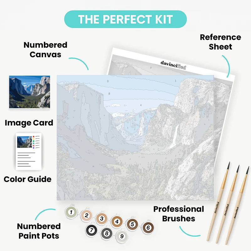 Yosemite Valley Waterfall Vista - Paint by Numbers Kit