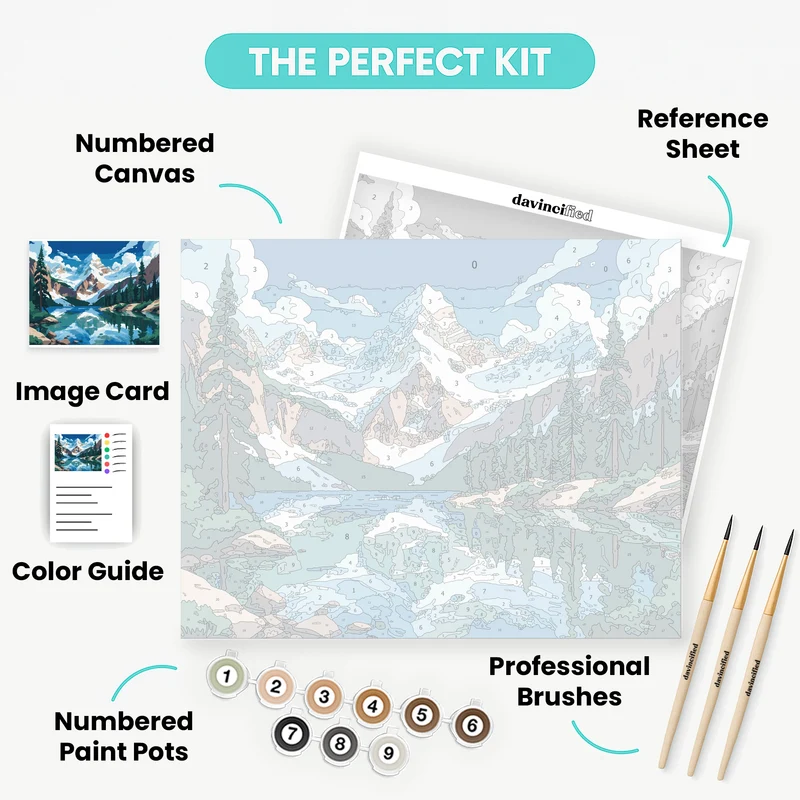 Canadian Rockies Alpine Lake Reflection - Paint by Numbers Kit