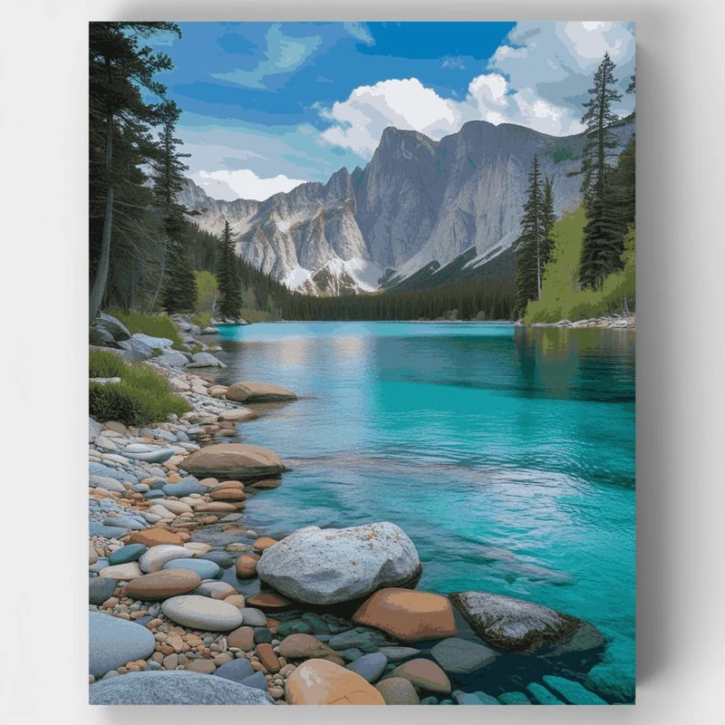 Rocky Mountain Turquoise Lake Shore - Paint by Numbers Kit