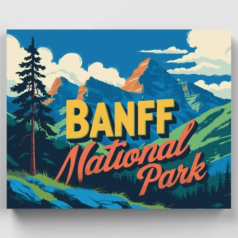 Banff National Park Vintage Poster - Paint by Numbers Kit