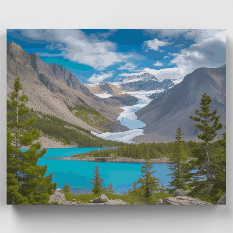 Glacial Lake Mountain Vista - Paint by Numbers Kit