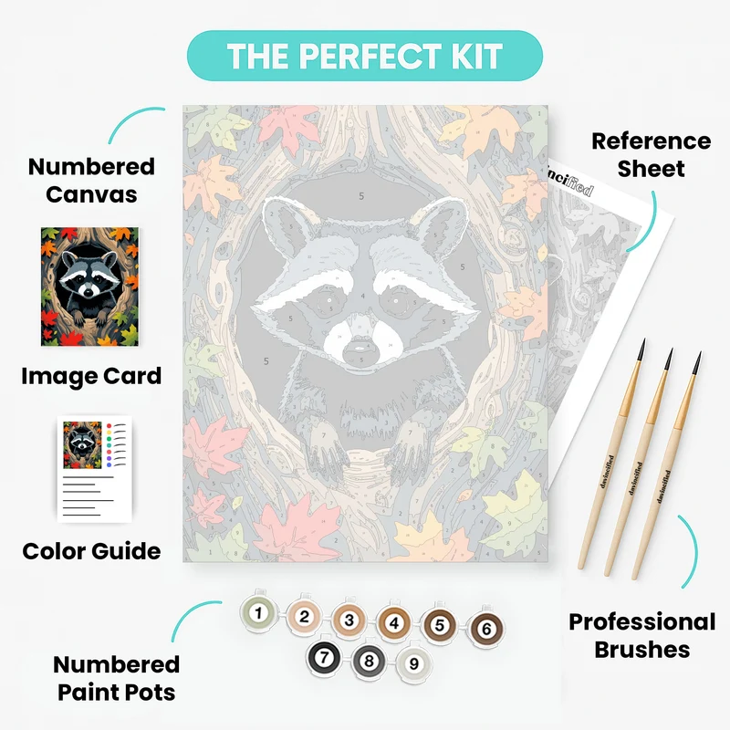 Raccoon in Tree Hollow - Paint by Numbers Kit