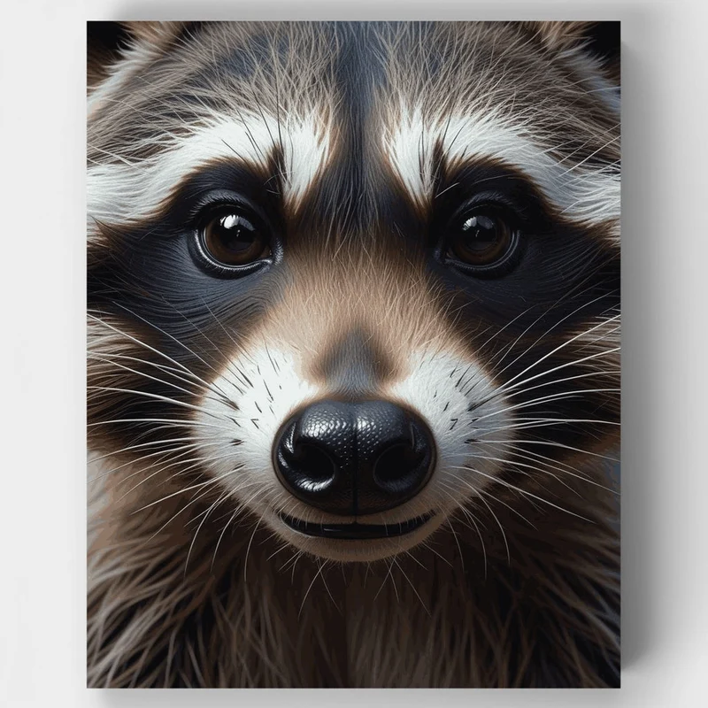 Adorable Raccoon Face - Paint by Numbers Kit