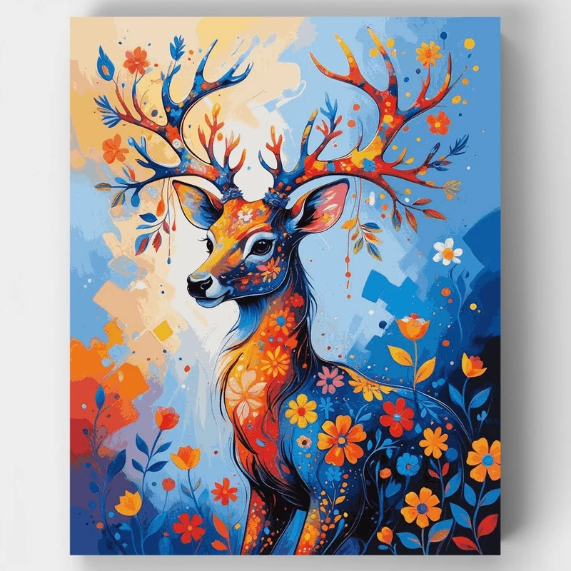 Floral Deer - Paint by Numbers Kit