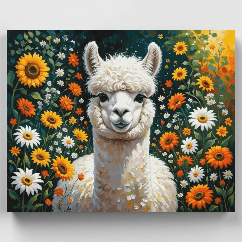 Alpaca in Sunflower Garden - Paint by Numbers Kit