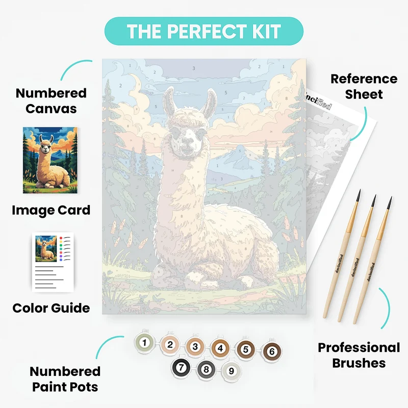 Mountain Alpaca Sunset - Paint by Numbers Kit