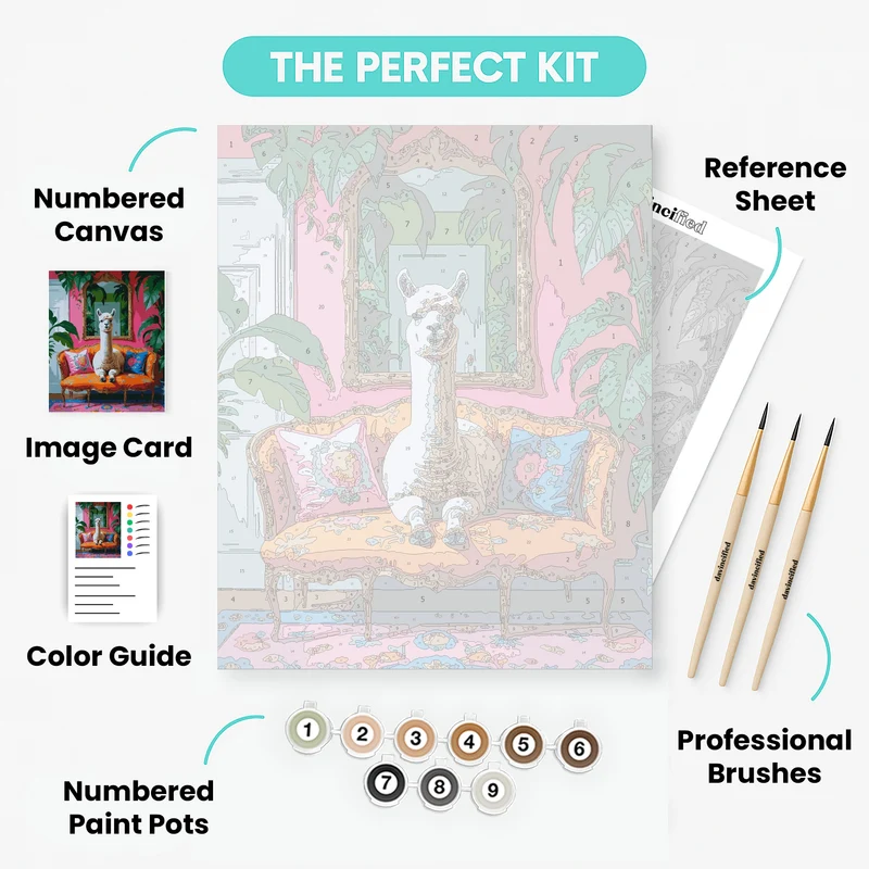 Stylish Alpaca on Ornate Sofa - Paint by Numbers Kit