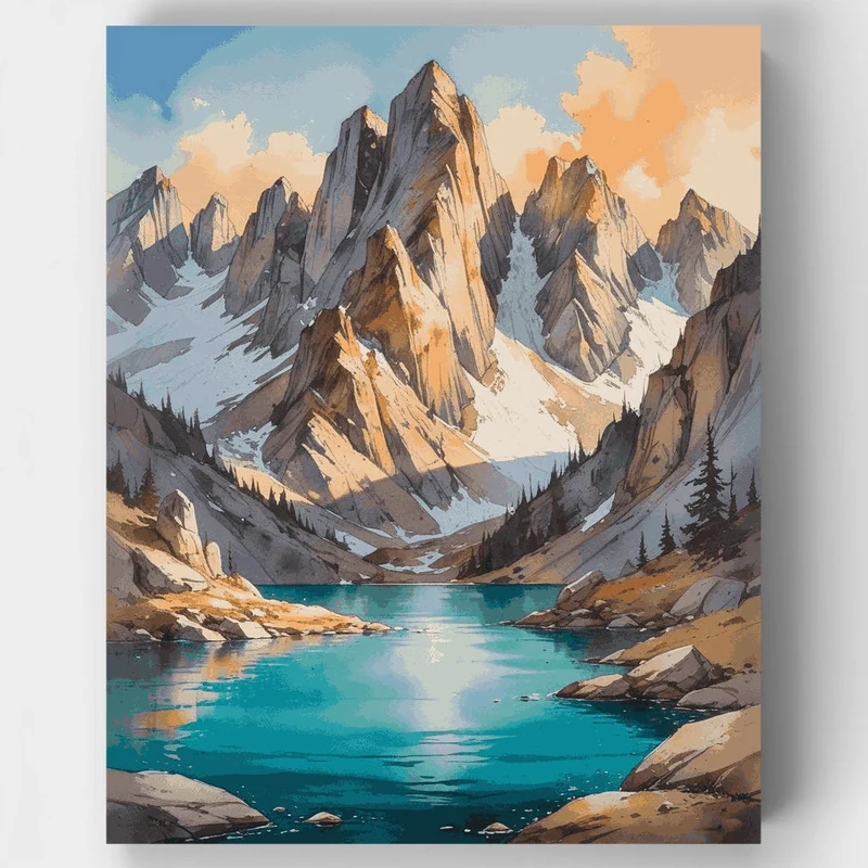 Pristine Alpine Lake Sanctuary - Paint by Numbers Kit