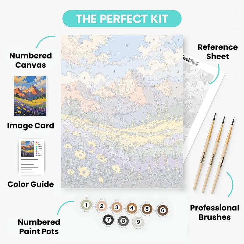 Mountain Wildflower Valley - Paint by Numbers Kit
