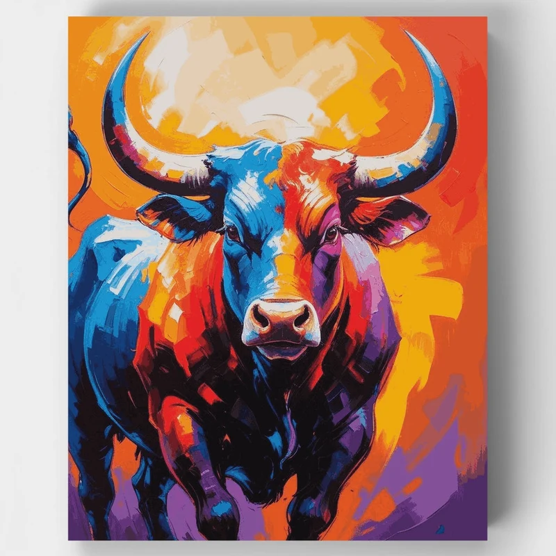 Vibrant Colorful Bull - Paint by Numbers Kit