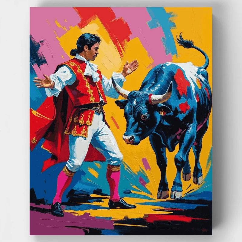 Matador and Bull in Vibrant Colors - Paint by Numbers Kit