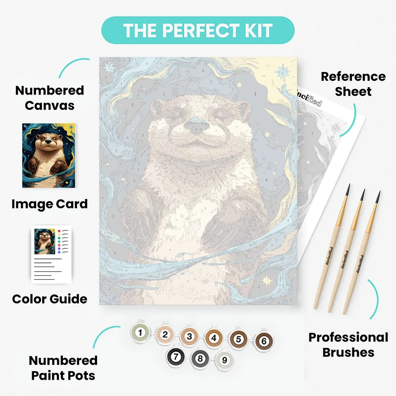 Serene Otter Under Starry Night - Paint by Numbers Kit