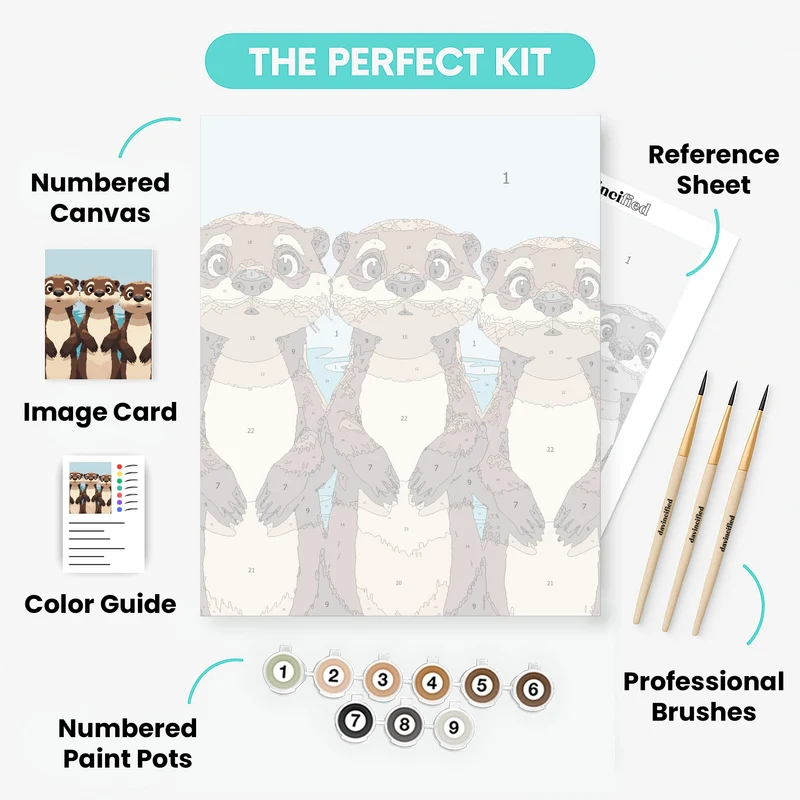 Three Adorable Otters - Paint by Numbers Kit