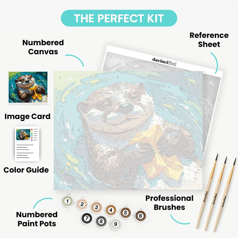Otter with Yellow Flower - Paint by Numbers Kit
